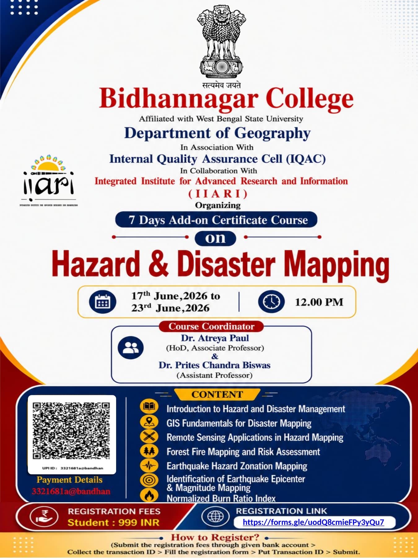 Addon Certificate Course on Hazard and disaster Mapping